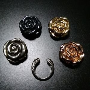 Sterling Rose Bloom Ring Set